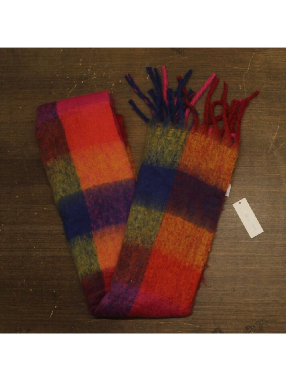 NWT Steve Madden Plaid Blanket Warm Fringe Scarf Oversized Warm Blue Multi
